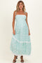 Jelly Mint Floral Shoulder Tie Ruffle Detail Maternity Maxi Dress