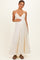 Cream Crochet Detail Tiered Shoulder Tie Maternity Maxi Dress