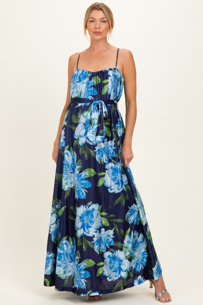 Navy Floral Waist Tie Maternity Maxi Dress – PinkBlush Navy Floral Waist Tie Maternity Maxi Dress – PinkBlush