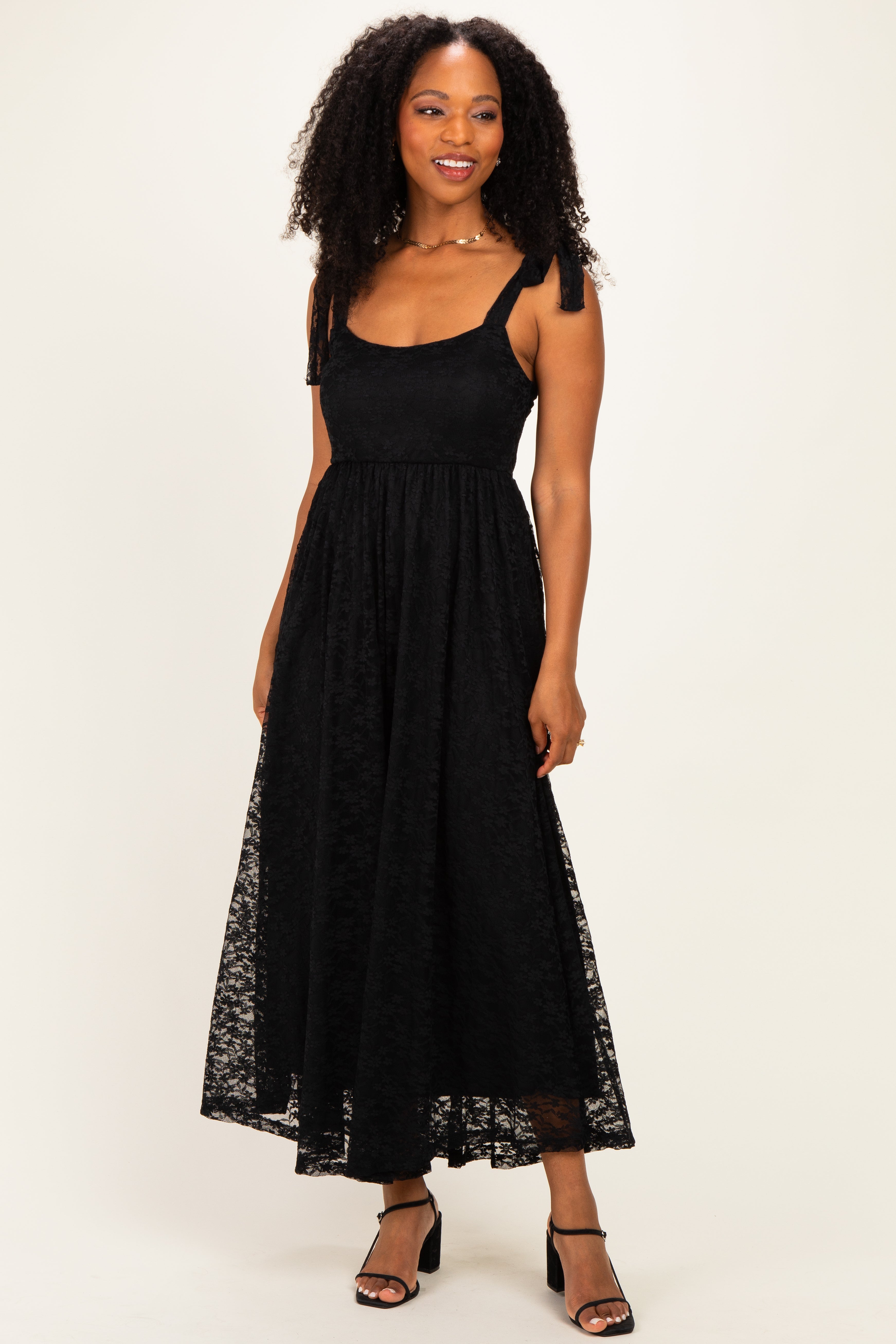 Black Sleeveless Lace Maxi Dress – PinkBlush