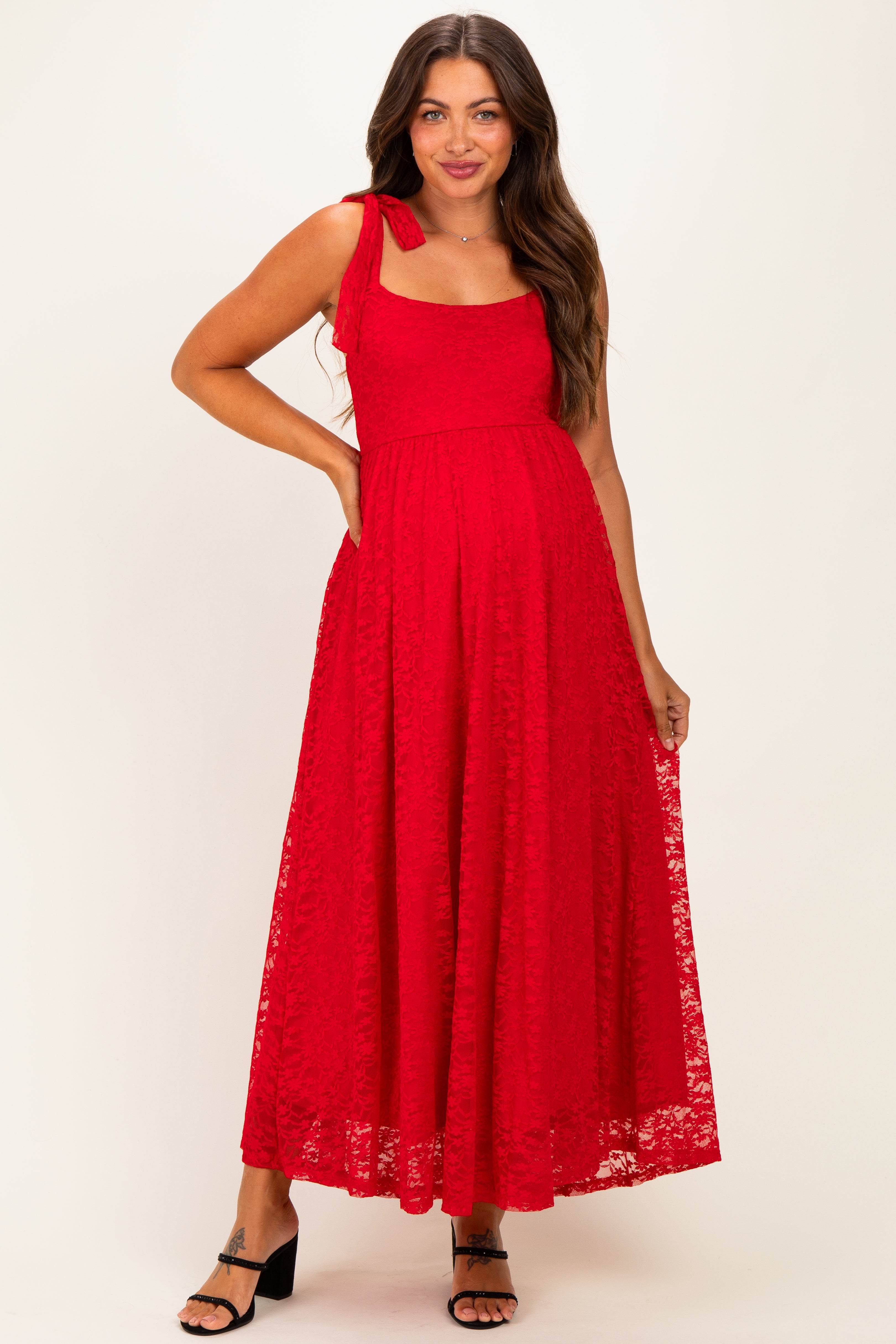 red lace maternity dress Sleeveless Maxi Crafted from delicate lace Size:W:36in x D:20in x H:50in An Irish man helped model1