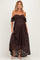 Brown Lace Off Shoulder Maternity Maxi Dress