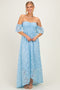 Light Blue Lace Off Shoulder Maxi Dress