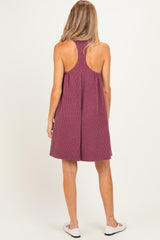 Burgundy Ribbed Sleeveless Open Back Maternity Midi Dress