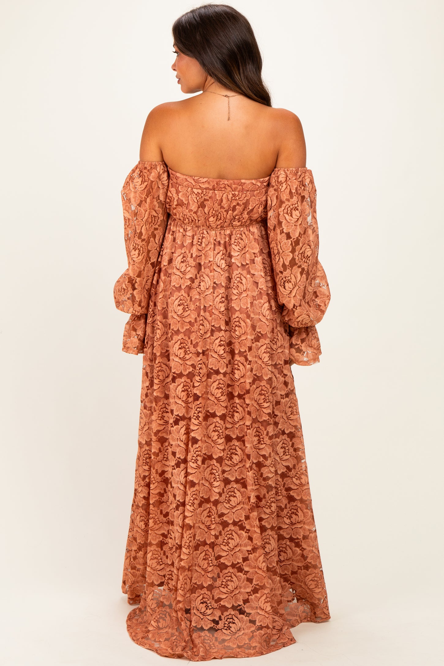orange off the shoulder maxi dress Twisted Strap Ruched Back In Off the shoulder Rust Lace Off Shoulder Long