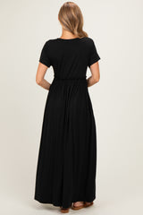 Black Ruffle Trim Maxi Dress