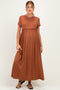 Mocha Ruffle Trim Maternity Maxi Dress