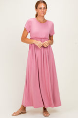 Lilac Ruffle Trim Maternity Maxi Dress