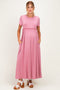 Lilac Ruffle Trim Maternity Maxi Dress