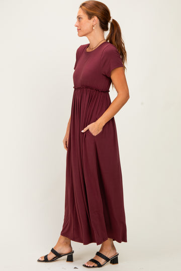 Plum Ruffle Trim Maxi Dress