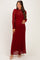 Burgundy Lace Mock Neck Long Sleeve Maternity Maxi Dress
