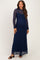 Navy Lace Mock Neck Long Sleeve Maternity Maxi Dress