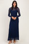 Navy Lace Mock Neck Long Sleeve Maxi Dress