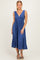Blue Sleeveless Ribbed Knit A-Line Midi Dress