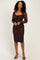 Brown Lace Long Sleeve Midi Dress