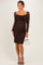 Brown Lace Long Sleeve Maternity Midi Dress