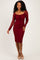 Burgundy Lace Long Sleeve Midi Dress