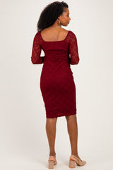 Burgundy Lace Long Sleeve Midi Dress