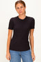 Black Brushed Ribbed Knit Crewneck Tee
