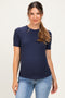 Navy Brushed Ribbed Knit Maternity Crewneck Tee