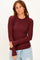 Merlot Smoke Brushed Rib Knit Long Sleeve Top