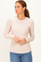 Natural Smoke Brushed Rib Knit Long Sleeve Top