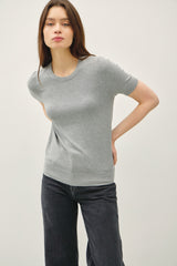 Heather Grey Basic Short Sleeve Sweater Top