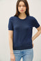 Navy Basic Short Sleeve Sweater Top