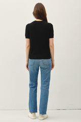 Black Basic Short Sleeve Sweater Top
