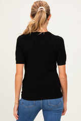 Black Basic Short Sleeve Maternity Sweater Top