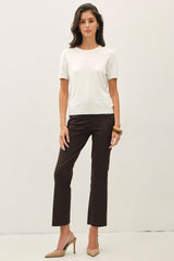 Ivory Basic Short Sleeve Sweater Top