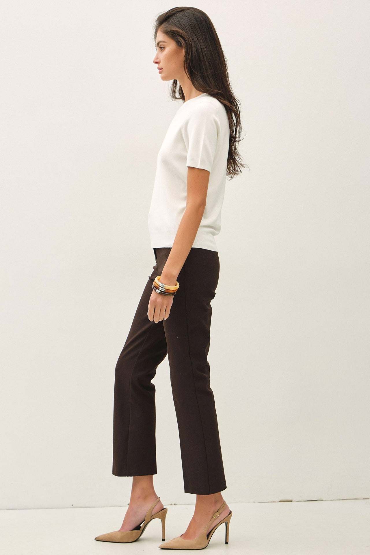 Ivory Basic Short Sleeve Sweater Top