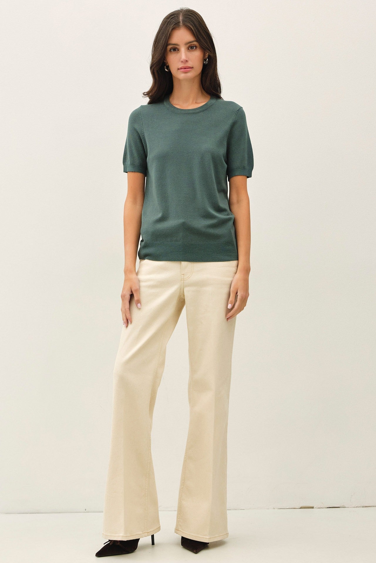 Hunter Basic Short Sleeve Sweater Top
