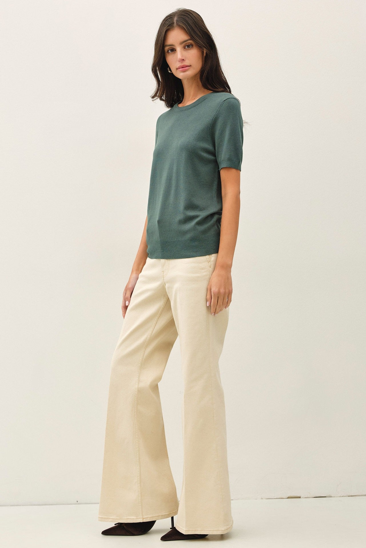 Hunter Basic Short Sleeve Sweater Top