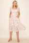Ivory Floral Sweetheart Neckline Midi Dress