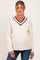 Ivory Varsity Stripe V-Neck Maternity Sweater