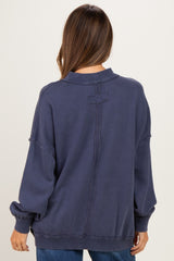 Navy Oversized High Neck Maternity Sweatshirt