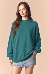 Teal Oversized High Neck Maternity Sweatshirt