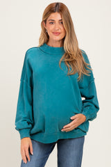 Teal Oversized High Neck Maternity Sweatshirt
