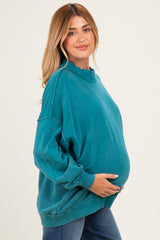 Teal Oversized High Neck Maternity Sweatshirt
