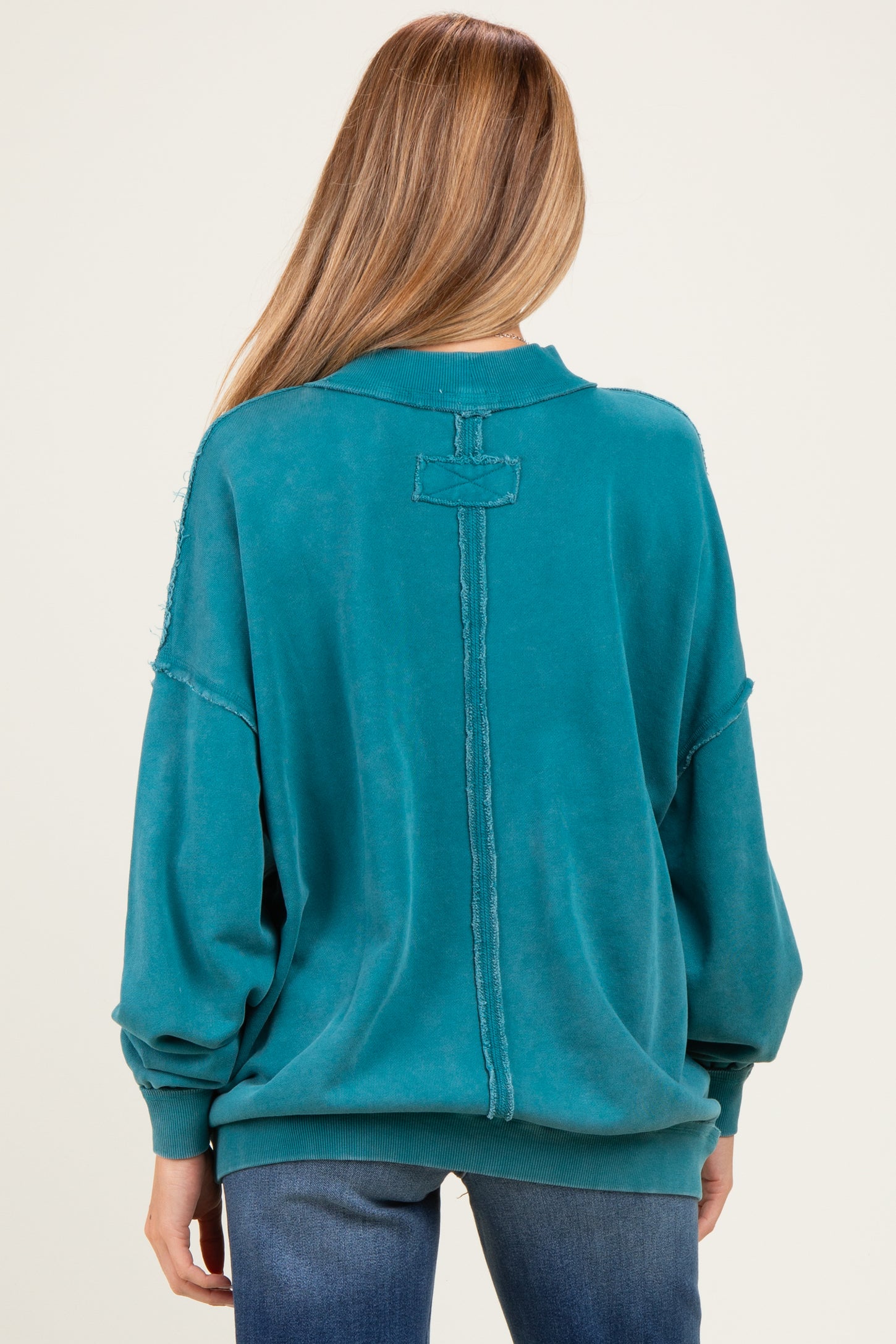 Teal Oversized High Neck Maternity Sweatshirt