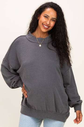 Charcoal Oversized High Neck Maternity Sweatshirt