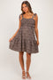 Chestnut Floral Smocked Shoulder Tie Maternity Dress