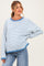 Blue Striped Solid Trim Relaxed Maternity Sweater