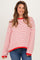 Red Striped Solid Trim Relaxed Maternity Sweater