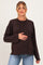 Brown Polka Dot Henley Long Sleeve Maternity Top