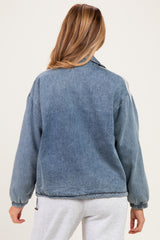 Medium Denim Oversized Zip-Up Maternity Track Jacket