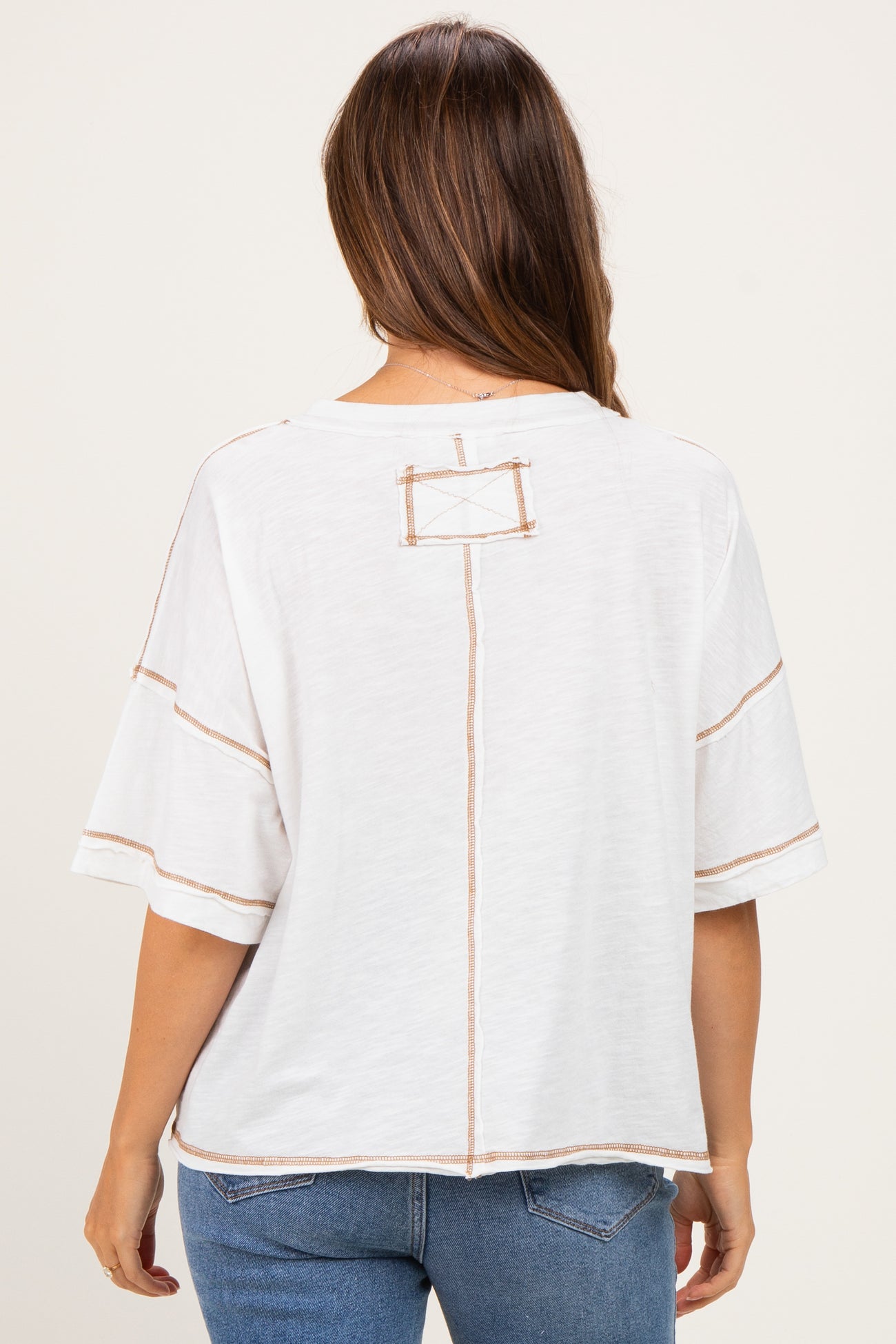 White Slub Knit Oversized Button Up Maternity Top