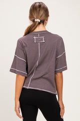 Brown Slub Knit Oversized Button Up Maternity Top
