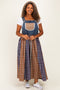 Washed Denim Mixed Plaid Plus Overall Dress